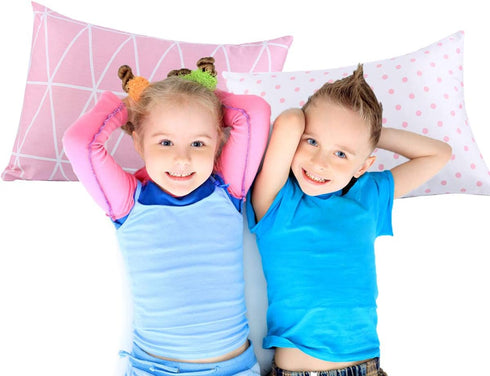 Kids Toddler Pillowcases 2 Pack, Fits 13 x 18 or 12 x 16 Pillows, Pink Link/Dot, by UOMNY