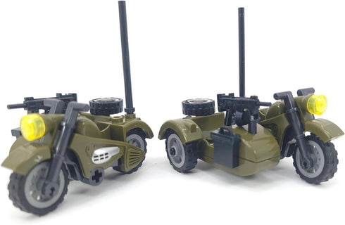 General Jim's WW2 German Military Motorcycle and Removable Sidecar Building Blocks Set (Green)