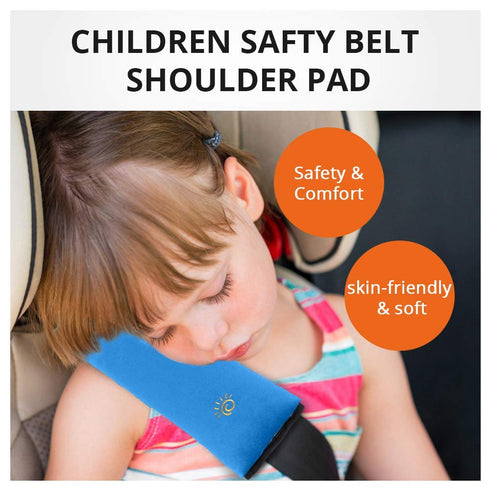 2PC Blue Seat Belt Pillow for Kids - Carseat Pillow Protector for Toddler Travel and Kids Seat Belt Covers