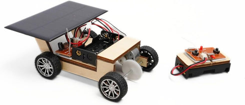 Solar-Powered Car V1 - Wooden STEM Kit with Wireless Remote Control for Kids Aged 8-12