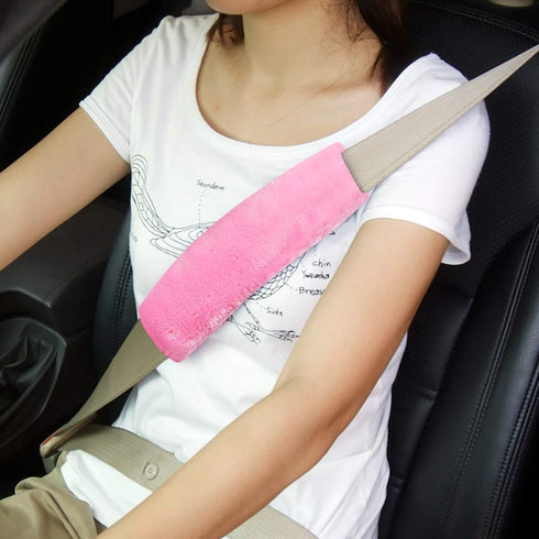 Soft Faux Car Seat Belt Cover Pad, Safety Seat Belt Strap for Adults and Children, Set of 2, Pink