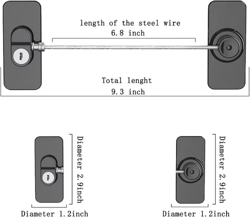 Fridge Lock (2 Pack), Refrigerator Lock with Keys for Fridge, Cabinet, Drawers, and Child Safety (Black)