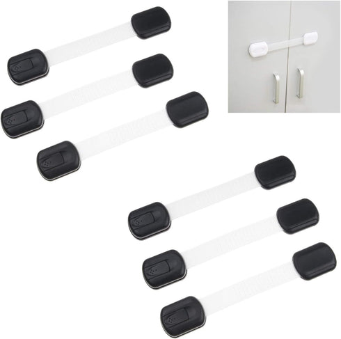 Child Safety Locks (Black) | Set of 6 to Prevent Injury and Opening Doors, Cabinets, Toilet Seats