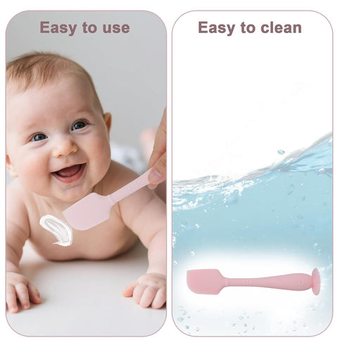 lasuroa 2pcs 2 Baby Diaper Cream Spatula with Travel Case, Sizes Soft Flexible Silicone Butt Paste Applicator Baby