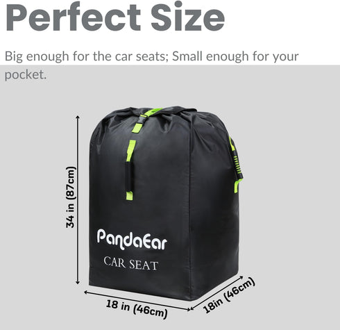 Backpack PandaEar Car Seat Travel Bag for Airplane, Water-Resistant Car Seat Cover with Shoulder Strap for Infant