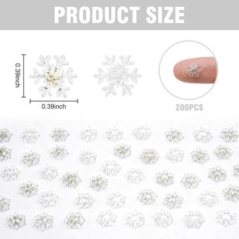 HOMICO 200 Pieces Mini Snowflakes for Craft Dollhouse Miniatures Transparent Tiny Snowflakes Tiny Christmas