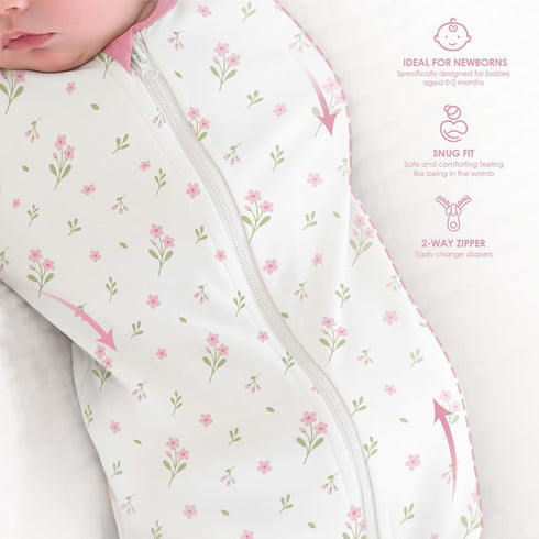 0-2 Pack 1) Baby Swaddle Months, Cotton Arm-In Zipper Sleep Sack, Wearable Blankets Wrap for Newborn Infant Girls