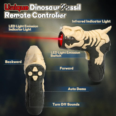 3 4 5 6 7 8 FRUSE Remote Control Dinosaur Toys,RC Walking Robot Dinosaur w/Light Tracing,Spray Mist,LED