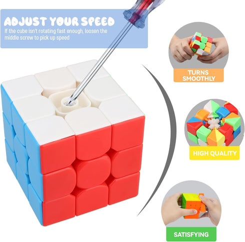 TOY Life Speed Cube Set, 10 Pack Magic Cube Bundle with 3x3, 2x2, 4x4, Pyramid, and Megaminx Cubes
