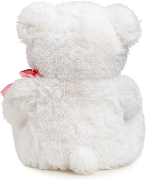 HollyHOME I Love You Teddy Bear - Soft Plush Toy with Heart, 12 inches White, Christmas Valentine's Day Gift