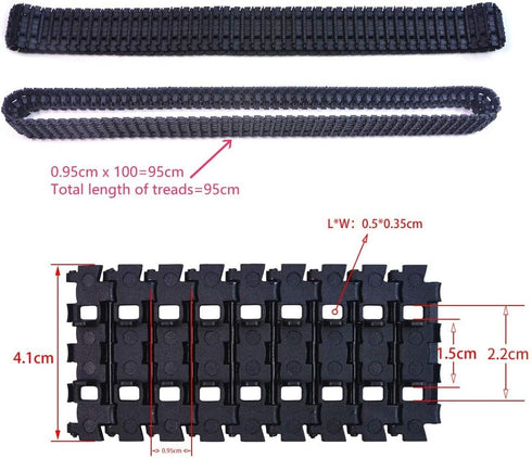 2PCS Robot Car Crawler Tank Treads Tracks, 95cm with Gear for DIY Project (Idler Wheels Not Included)