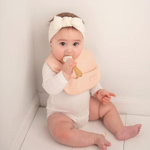 Set of 3 Vegan Leather Soft Silicone Free Baby Bibs with Pocket for Feeding, Drooling, and Easy Clean