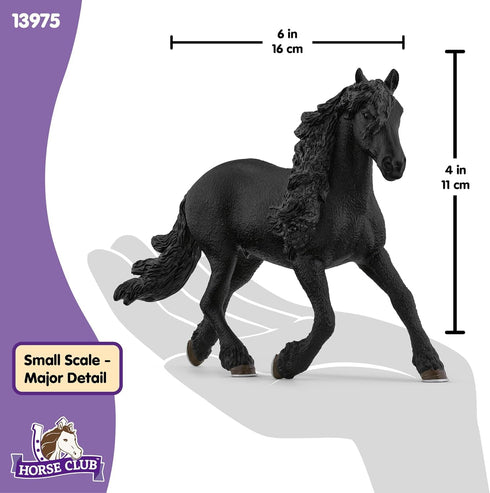 6" 5+ Schleich HORSE CLUB - Frisian Stallion - Hand-Painted Collectable, Realistic Toy Horse Figurine for Girls