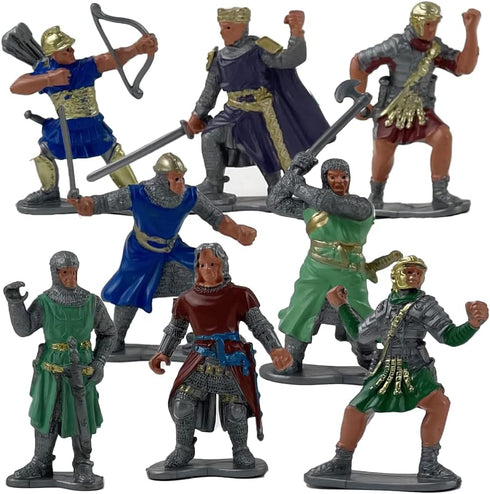 ArtCreativity Knight Action Figures for Kids - Set of 16 Free-Standing Knight Figurines, Medieval Party Decorations &
