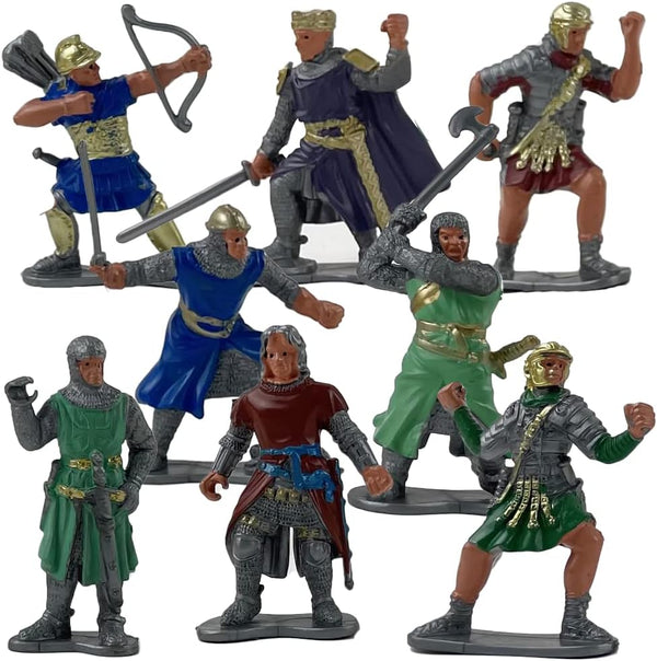 ArtCreativity Knight Action Figures for Kids - Set of 16 Free-Standing Knight Figurines, Medieval Party Decorations &