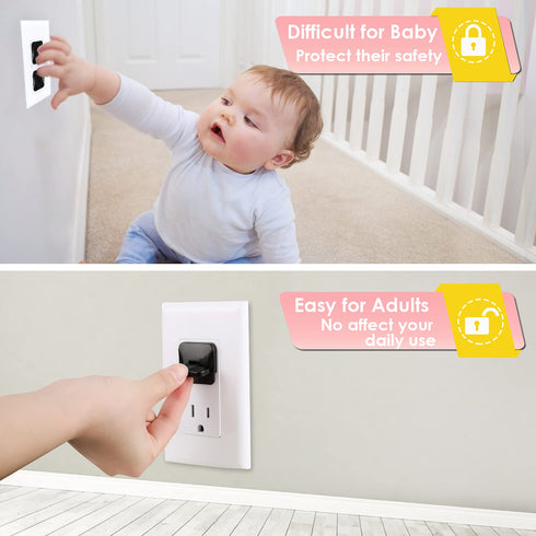 Babepai 38-Pack Black Outlet Covers, Child Proof Electrical Protector Safety, Improved Baby Safety Plug Covers