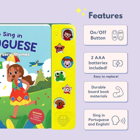 1-3, I Love to Sing in Portuguese: Brazilian Nursery Rhymes, Musical Baby Sound Books for Toddlers Brazilian Books