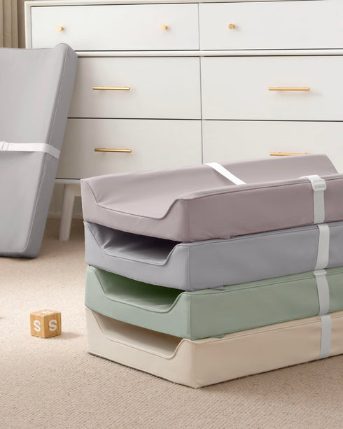 Cozy Blissful Diary Vegan Leather Baby Changing Pad with Waterproof & Wipe-Clean PU Cover, Standard Size Diaper