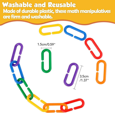 240pcs C-Clips Hooks Plastic Chain Links - Counting & Linking Activity Kit, Sensory Toys for Toddlers, Educational