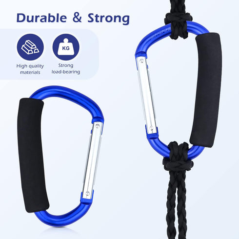 JIALEEY Grocery Bag Shopping Bag Holder - Multi Purpose Snap Hook Stroller Hook Set, Pack of 2, Blue