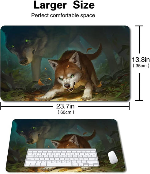 Board Game TCG Playmat Table Mats, 60X35 cm Mousepad for MTG CCG RPG Trading Card Game (Ferocious Pup)