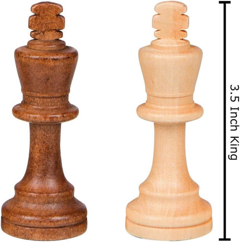 Gugertree Wood Weighted Chess Pieces with 3.5 Inch King, Pieces Only, No Board