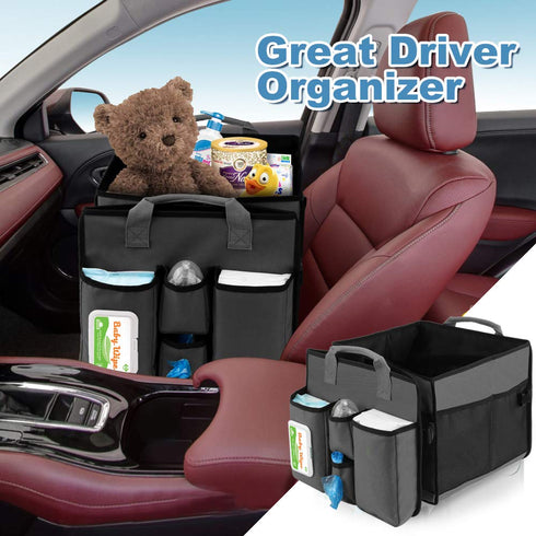 Collapsible Trunk Organizer & Diaper Changing Station, Baby Diaper Caddy Organizer with Movable Dividers, Easy-to-Reach