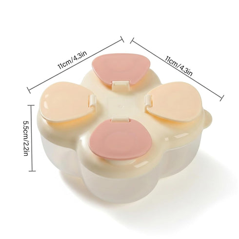 BEAHING 4-Compartment Travel Formula Container, Formula Container with Lids, Yellow Baby Dispenser On The Go