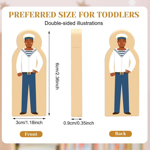 30 Pcs Wooden Community Helpers Toys – Small Professionals Wooden Character Set for Classroom Open Ended STEM Games