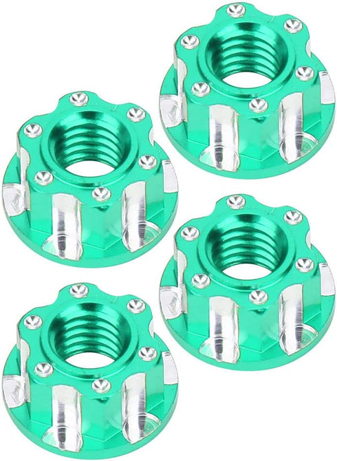 VGEBY 4pcs RC Hex Nuts, M4 Carving Hexagonal Nuts Aluminum Alloy for D3 D4 1/10 RC Car (Green)