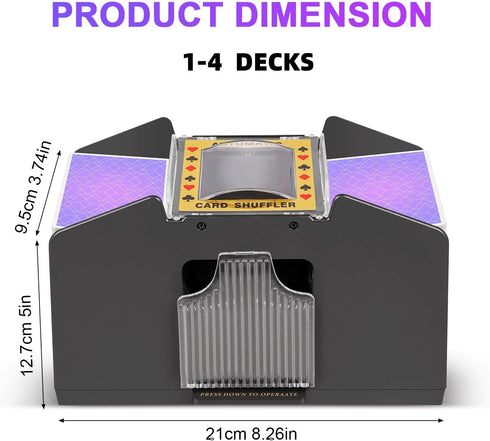 Automatic Card Shuffler, Battery-Operated Electric UNO Poker Shuffler for 2/1/4/6 Decks, Travel Home Card Game