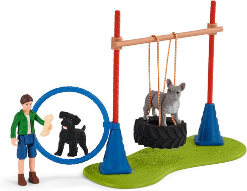 Schleich Farm World - 14-Piece Farm Toys Playset for Girls and Boys Ages 3-8, Puppy Agility Training