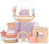Set 12M+ 4-in-1 Pillowhale Montessori Wooden Toys for Toddlers Educational Toy with Stacking Rings, Shape Sorter, Bead