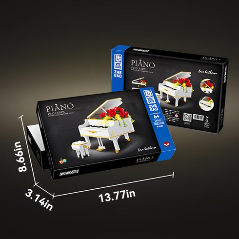 1293pcs Mini Ideas Piano Model Building Block Set, Music Lovers Collection Gift for Boys and Girls (White)