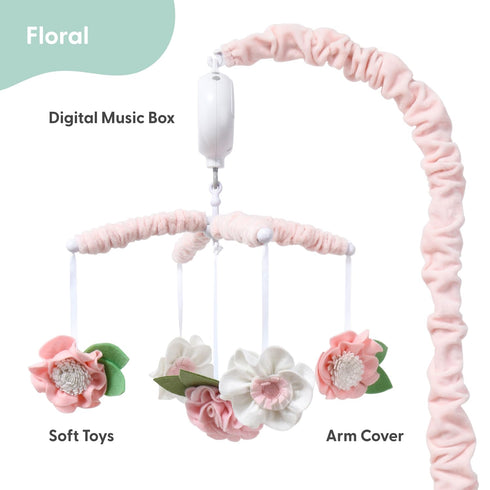 12 The Peanutshell Crib Mobile for Girls - Pink Musical Baby Crib Mobile with Lullabies, Flower Baby Mobile Crib Pink