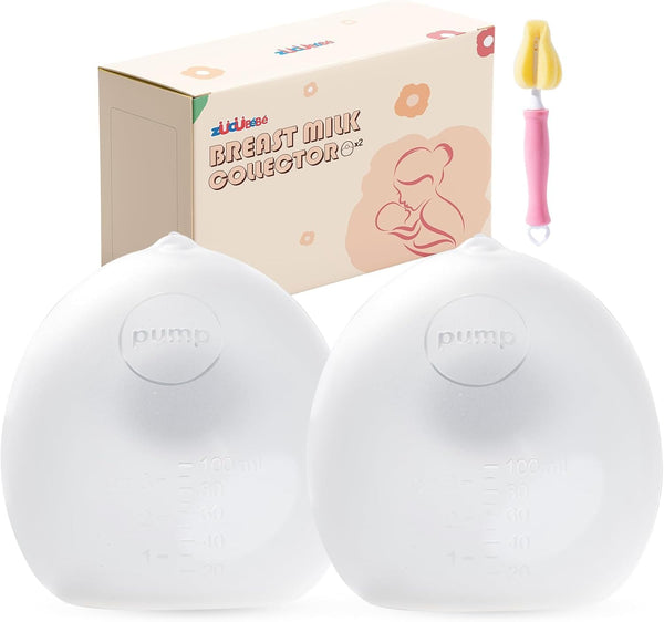 ZCBB Breast Milk Collector (2 Counts), 3oz/100ml Silicone Breast Milk Collectors for Breastfeeding,
