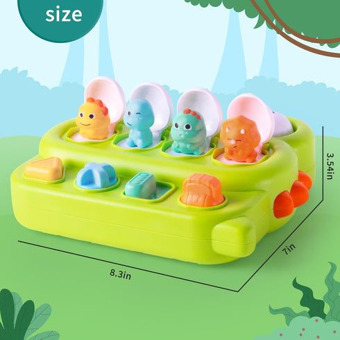 Cause and Effect Toy for Toddlers Age 1-3, Pop Up Dinosaur Sensory Early Learning Toy for Babies