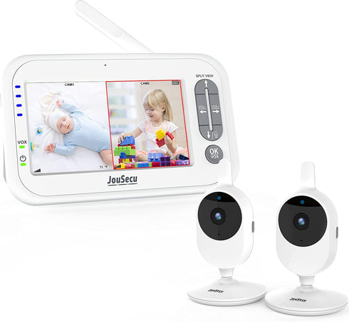 JouSecu Baby Monitor with 2 Cameras, Video Baby Monitor, 4.3" LCD Split Screen,2-Way