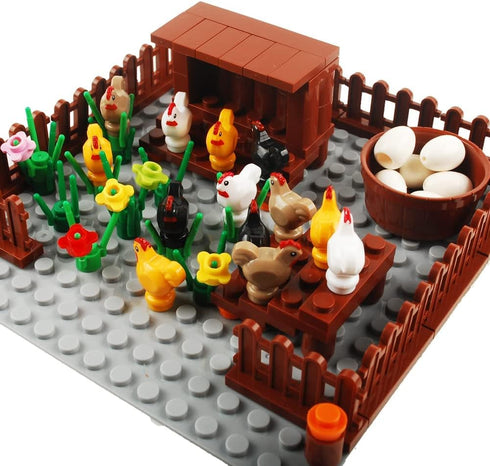 Farm Field Set Building Blocks, Plant Animal Crops Kit DIY Compatible with All Major Brands (Chicken Coop)