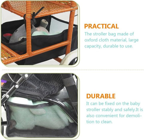 ibasenice Baby Stroller Bottom Basket Organizer Universal Lightweight Stroller Storage Bag with Large Capacity