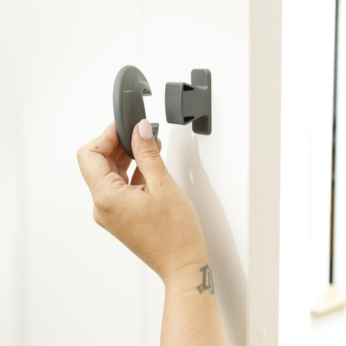 Qdos Safety Finger Slam Pinch Guard | Gray | Protect Fingers from Slamming Doors - Bite Proof & Choke Safe - Food Grade