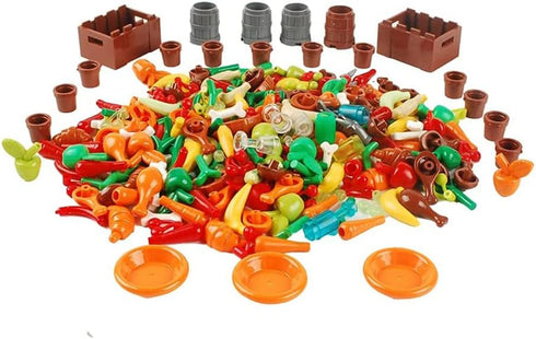 280pcs Food Building Blocks Kitchen Accessories Set, DIY Building Bricks Kit Compatible with All Major Brands