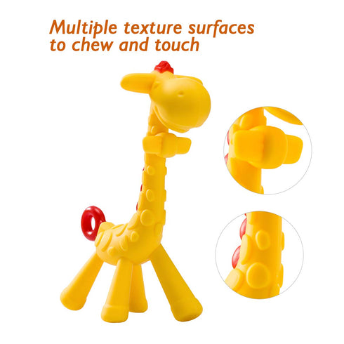 SHARE&CARE BPA Free Silicone Giraffe Baby Teether Toy with Storage Case, for 3 Months and Above