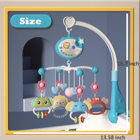LKNUIYIE Timming 0-24 Baby Crib Mobile with Music and Light, Crib Toy with Remote Control Function, Projector Rotating