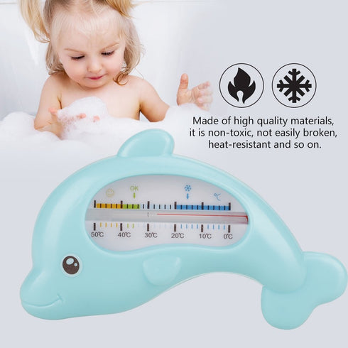 Cute Dolphin Bath Thermometer, Materials,Water Temperature, Indoor Temperature Measurement for Safe Baby Bathing (Blue