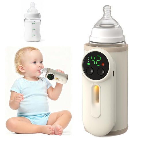 KLOMBIO Portable Baby Bottle Warmer Precise Temperature Control via Display Accurate Heating Long-Lasting