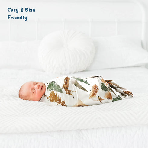 GRSSDER Super Soft Stretchy Jersey Baby Blankets, 2 Pack for Boys, Double Layer Reversible Receiving Blankets, 34 x 44