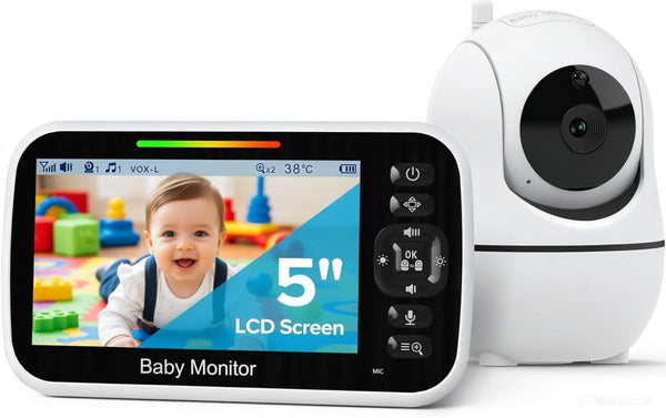 GoodBaby 5" Baby Monitor with Camera and Audio, No WiFi Secure Camera, 30-Hour