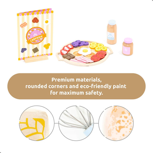 Set 44 Set 3 4 5 UMU Wooden Pancake Play Pcs Pretend Cooking Toy with Pan, Spatula, Syrup, Toppings & More Kitchen Play
