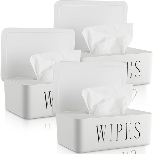 Singhoow 3 Pcs Large Baby Wipes Dispenser Refillable Wipe Holder with Lid Toilet
